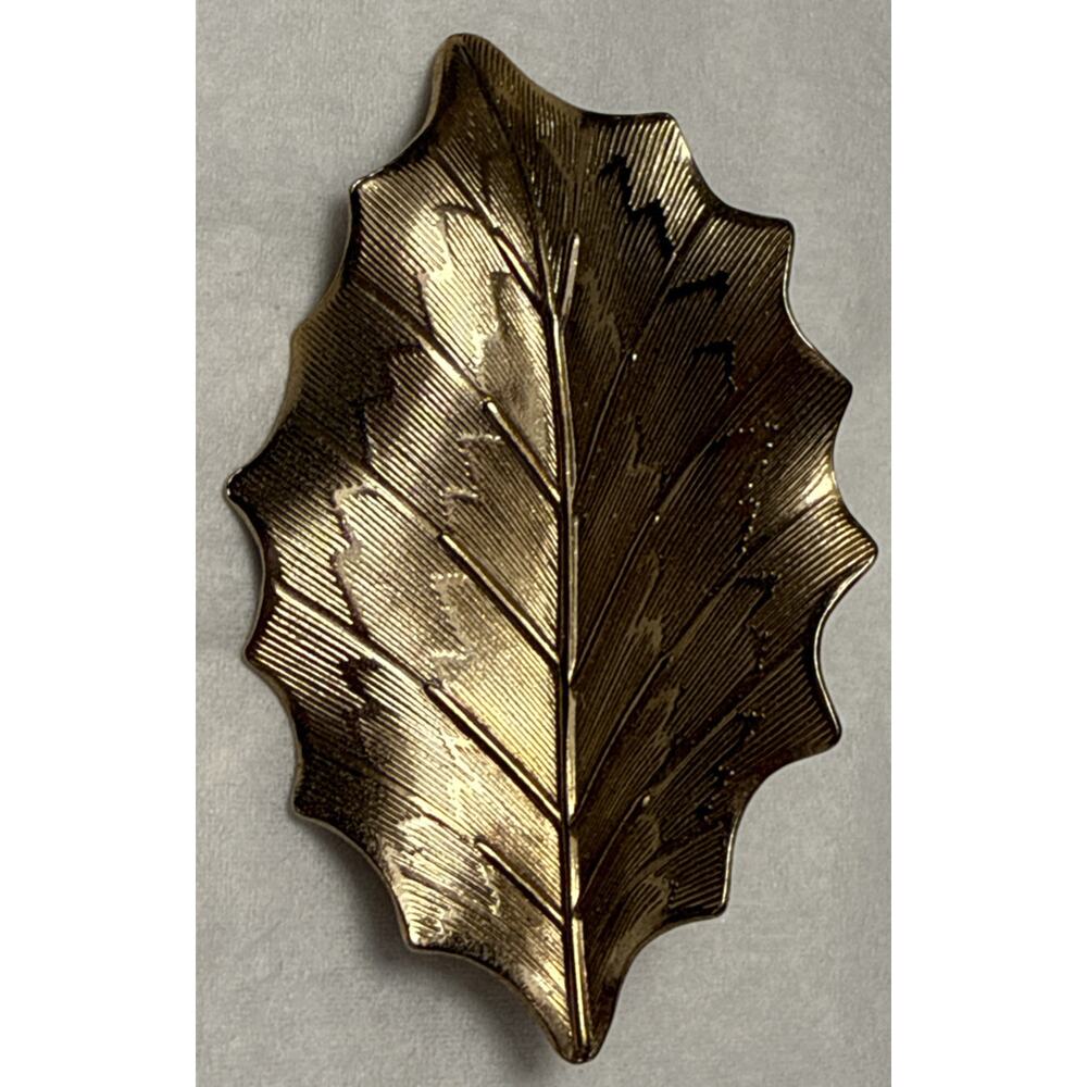 Vintage Muted Gold/Silver Tone Leaf Brooch PB146